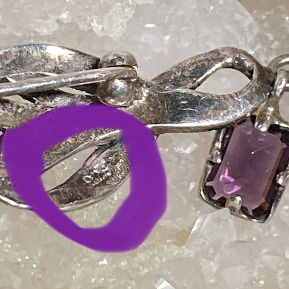 Vintage Judith Jack Sterling Silver Amethyst Marcasite  Sterling Silver Marcasite and Amethyst? Drop Pin Brooch